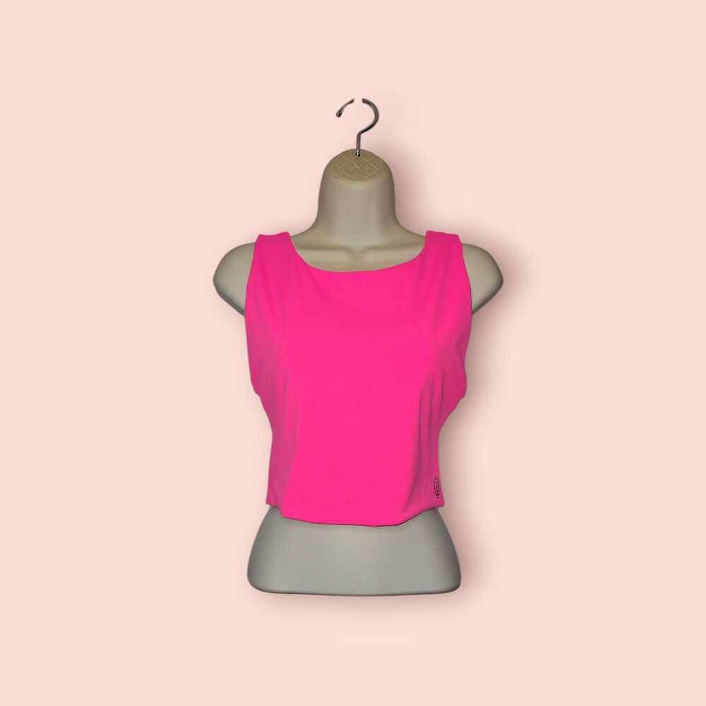 FP Movement Be Right Back Crop Neon Pink Quartz Seamless Open Back Tank Med